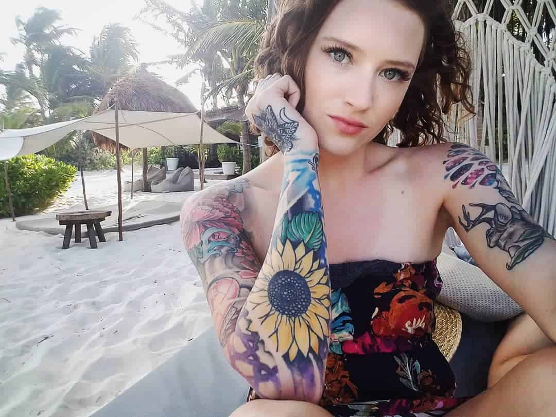 colorful tattoo sleeve designs for women